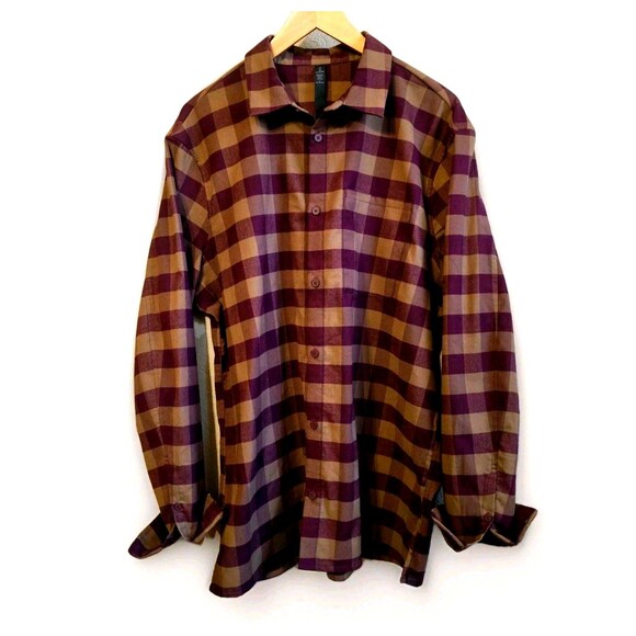 Lululemon Masons Peak Flannel Shirt Mens XL Tan/Maroon Plaid Long Sleeve - Picture 1 of 5